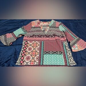 Kim Rogers Multicolor Geometric Blouse